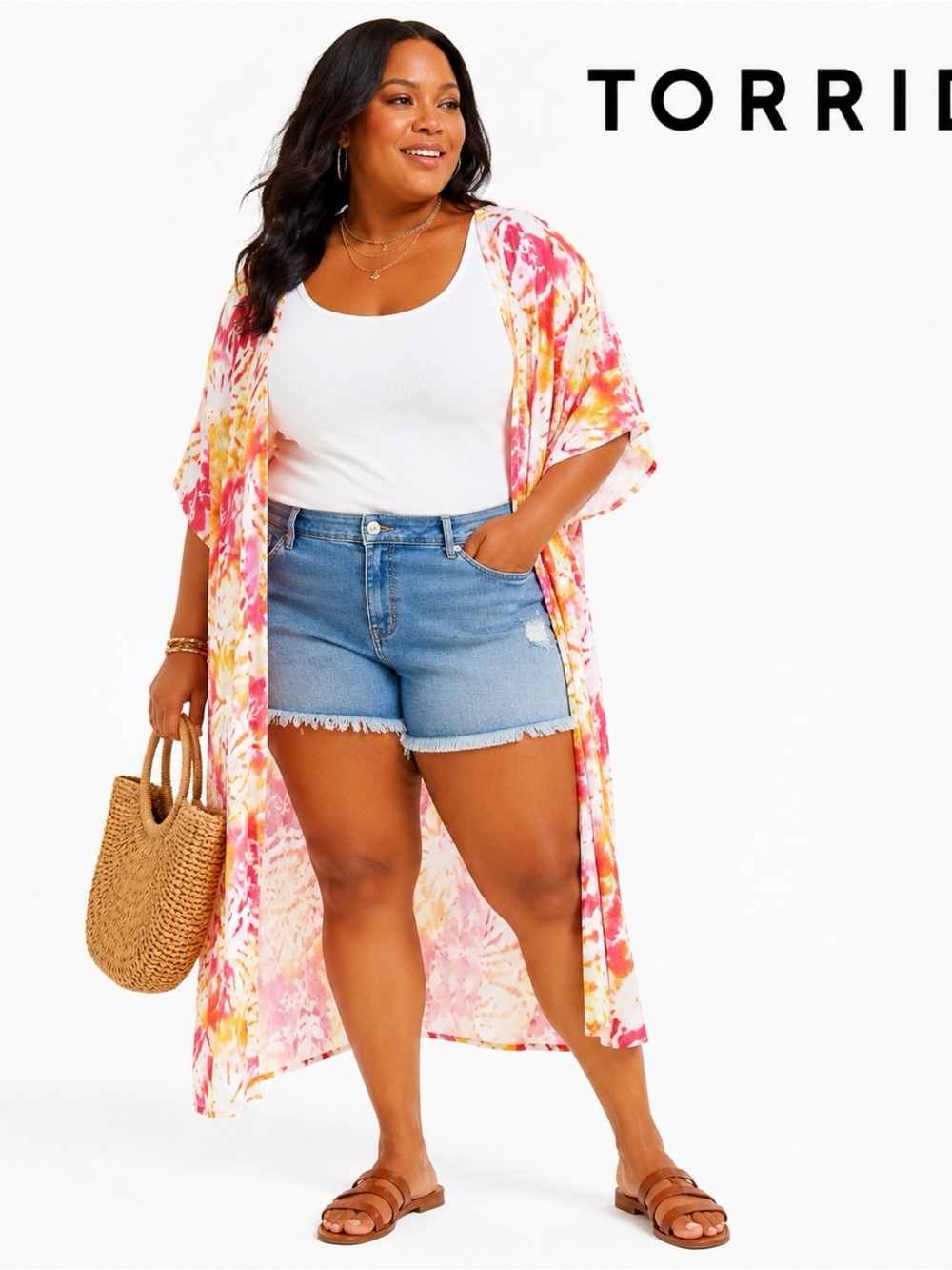 TORRID Tie Dye Maxi Kimono Top - Picture 1 of 4